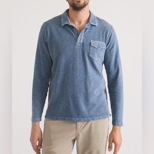 Marine Layer Vintage Heavy Slub Polo Large Blue